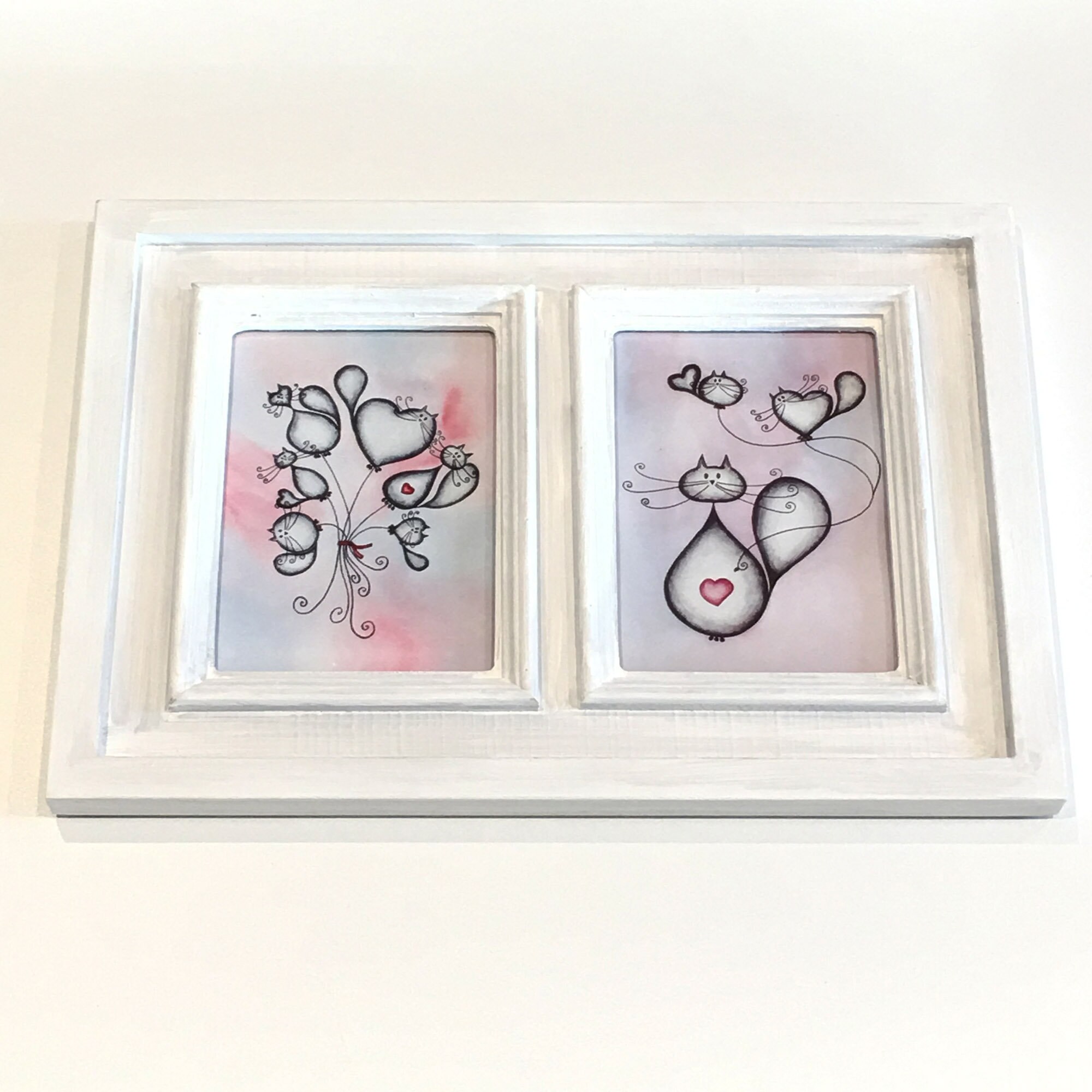 Composition de Tableaux Encadrés Des Aquarelles 3 Petits Chats