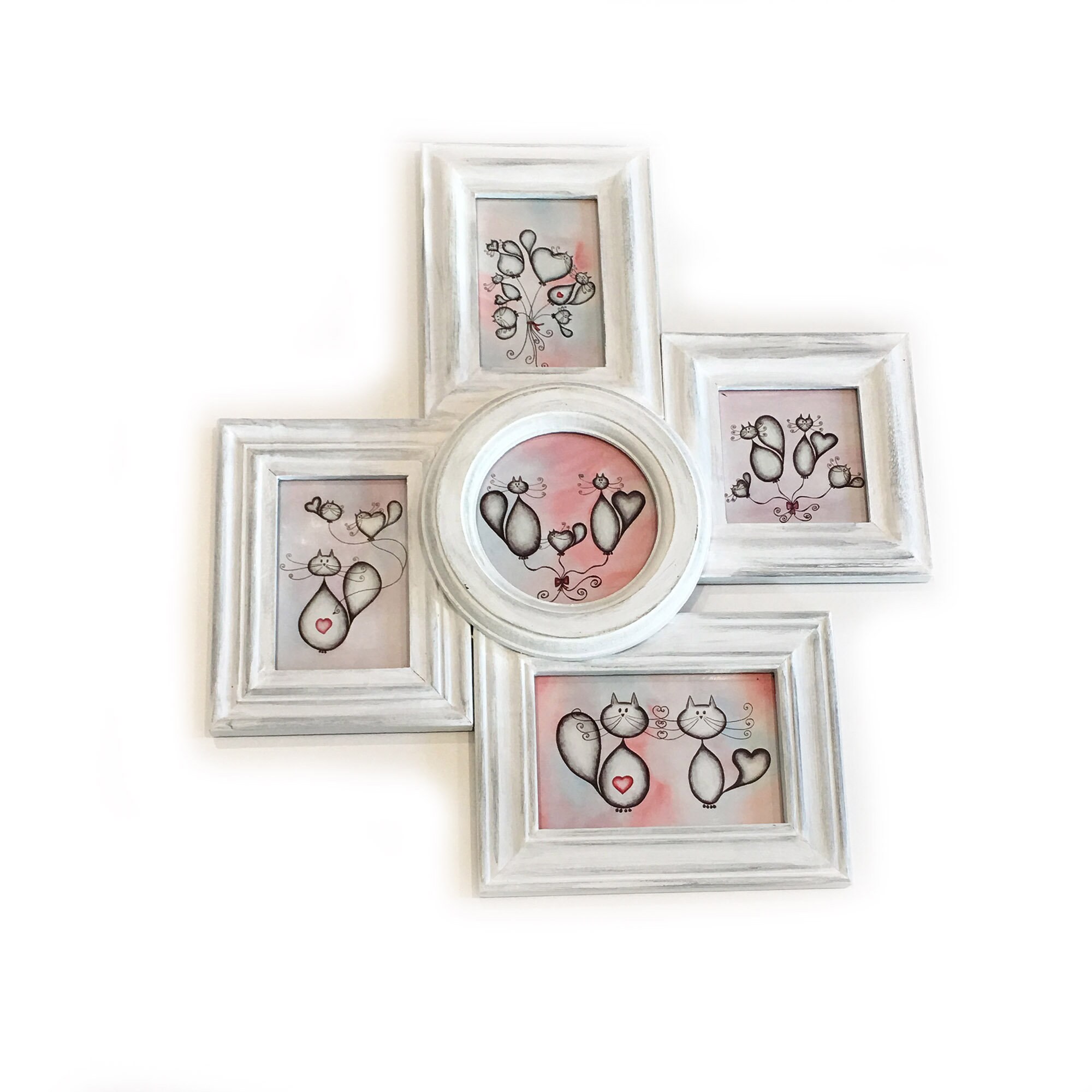 Composition de Tableaux Encadrés Des Aquarelles 3 Petits Chats