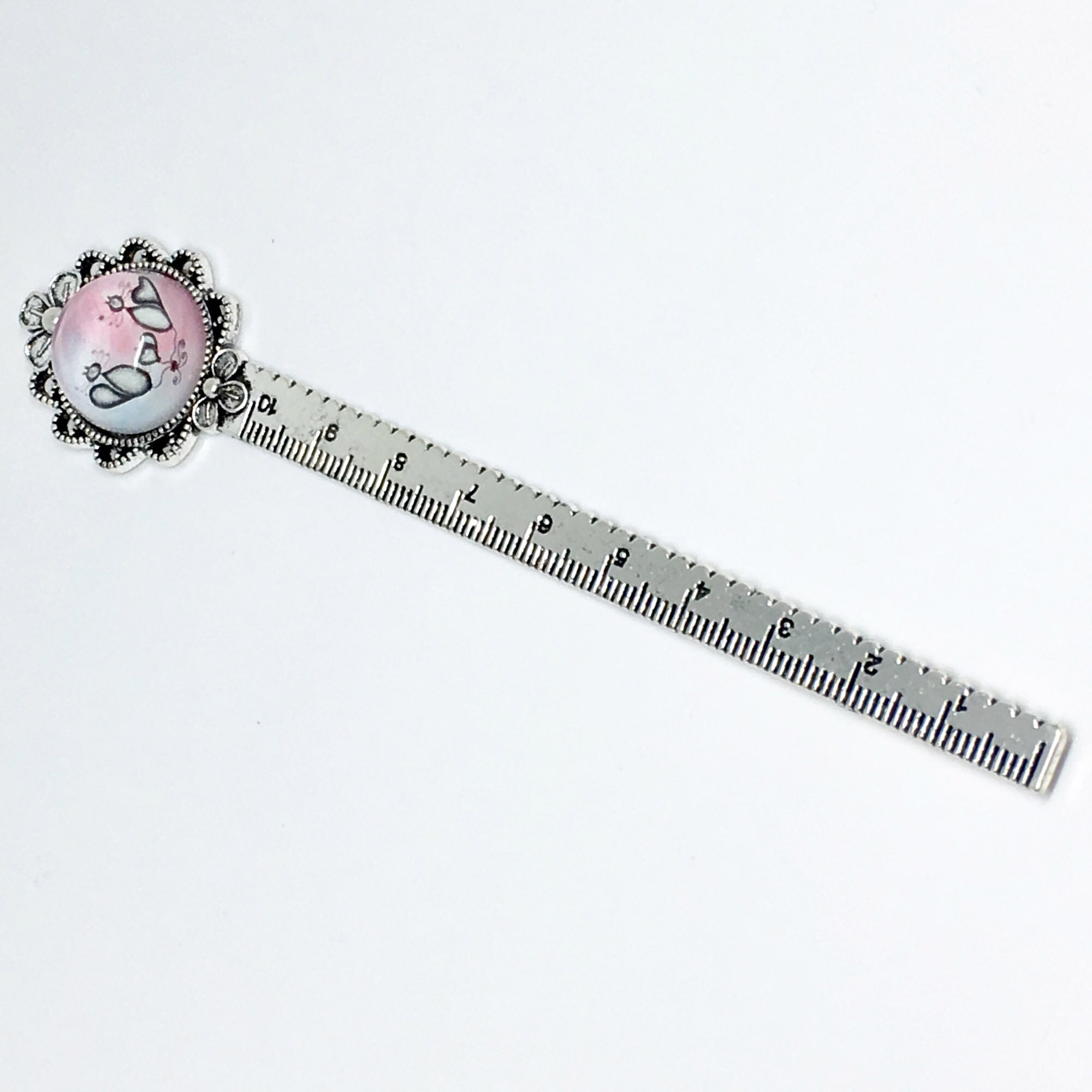 Ouvre Lettres et Marque Page Règle avec Les Chats Des Aquarelles 3 Petits Chats en Cabochon Camée