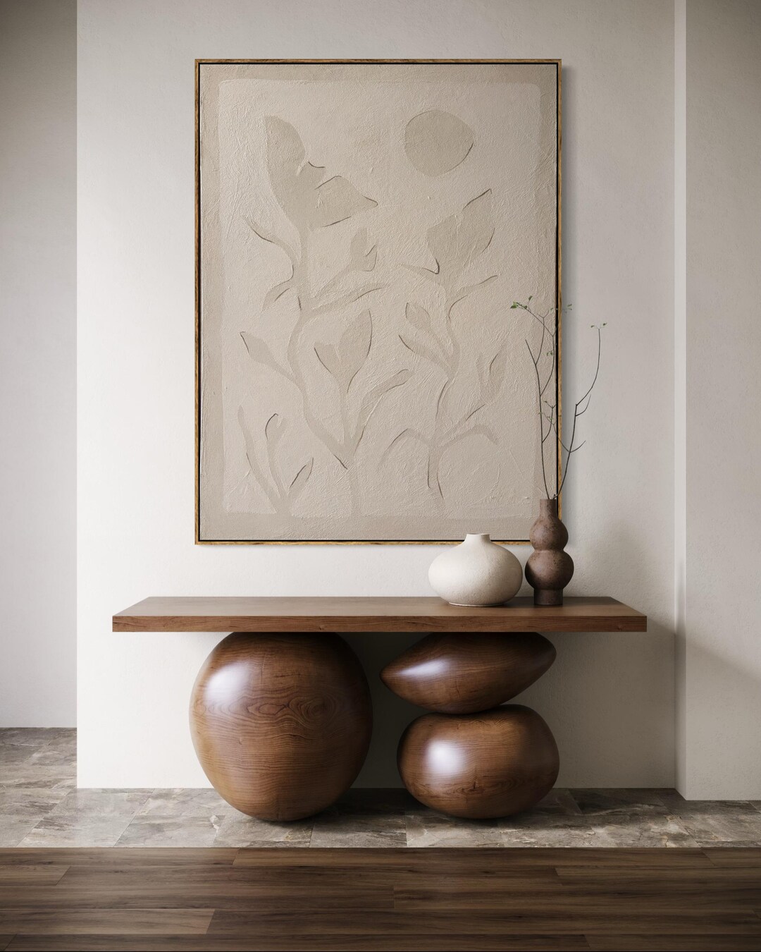 Textured Abstract Floral Minimalist Plaster Art on Canvas | Modern Wall ...