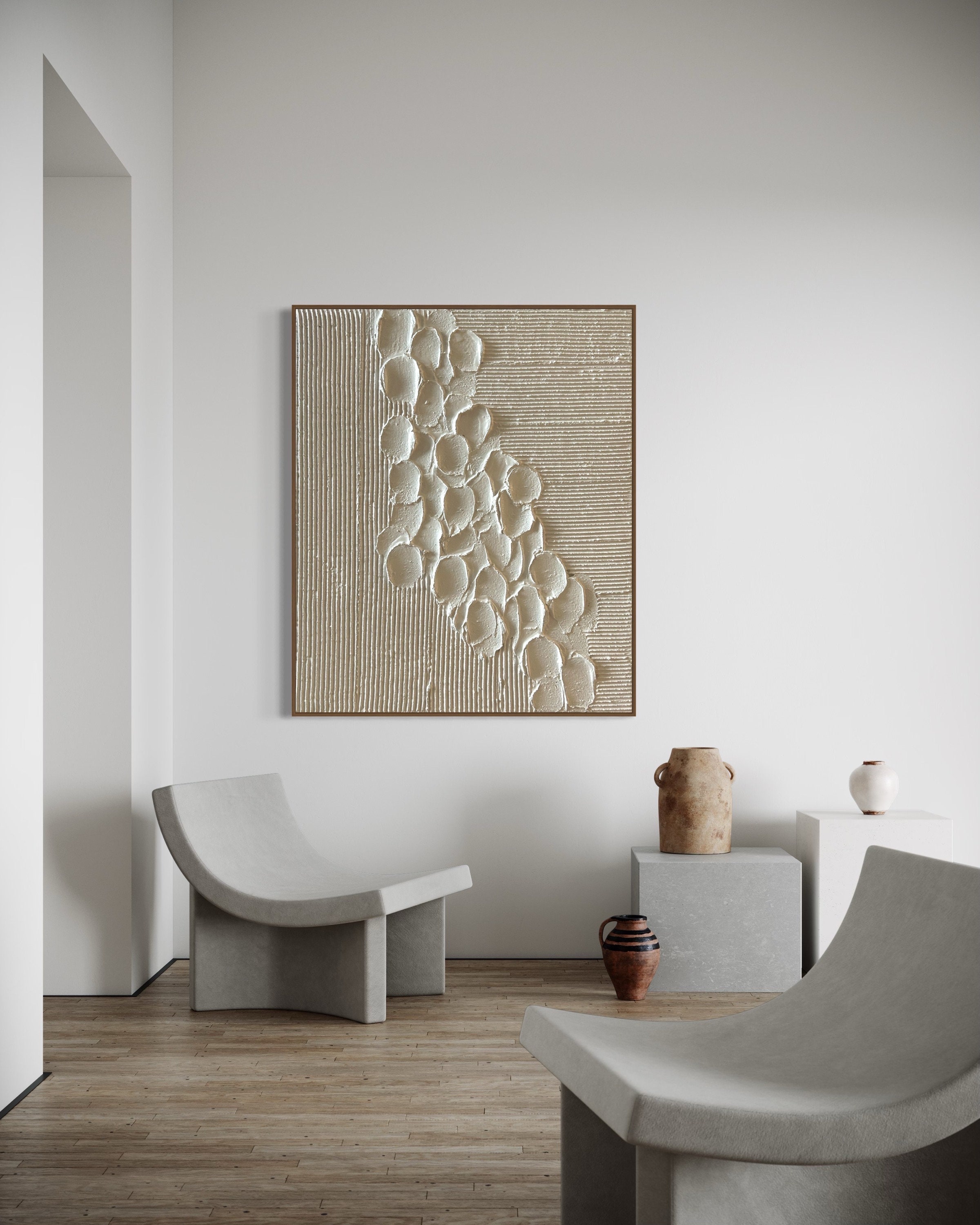 Textured Minimalist Canvas Art | Plaster of Paris Karesansui