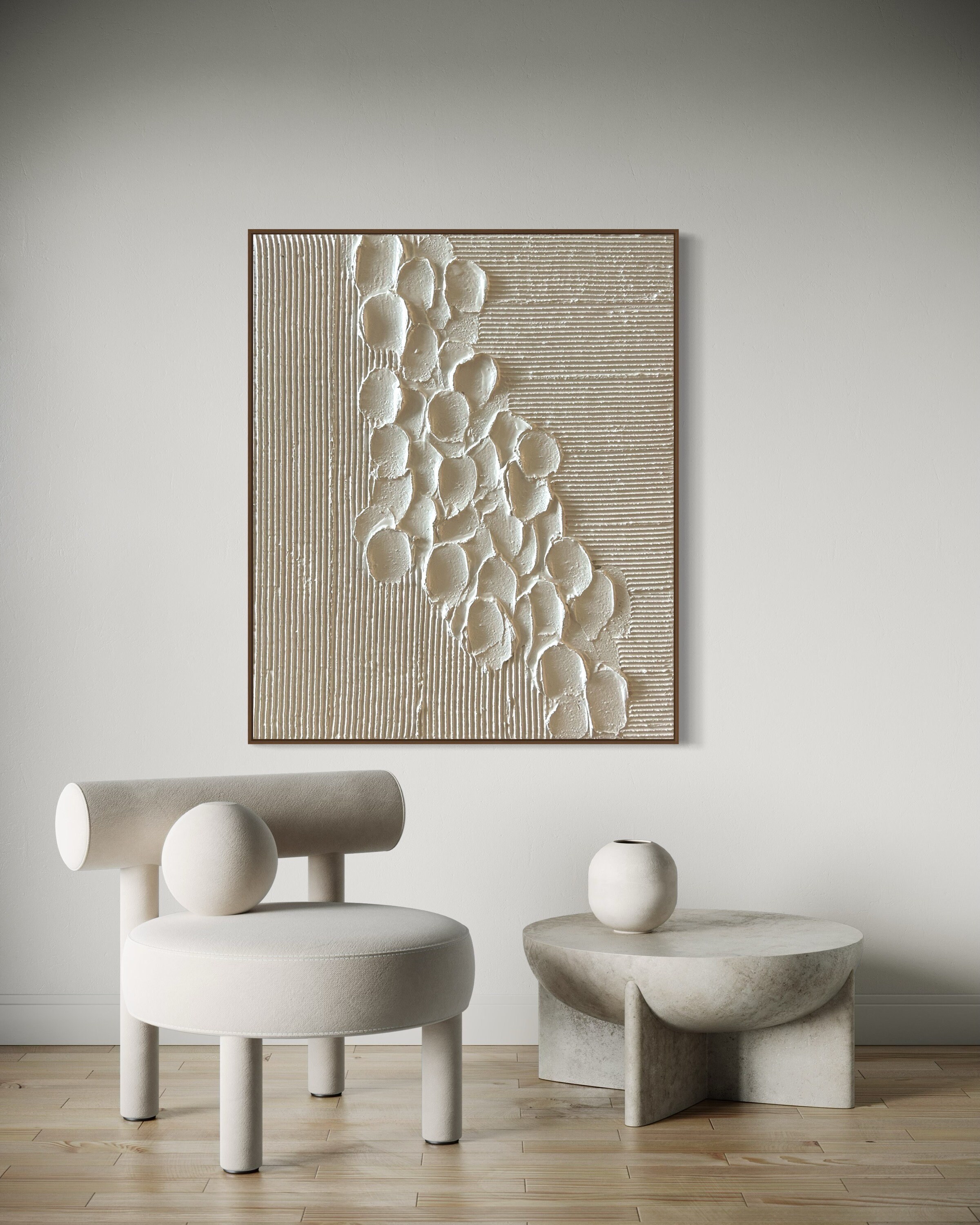 Textured Minimalist Canvas Art | Plaster of Paris Karesansui