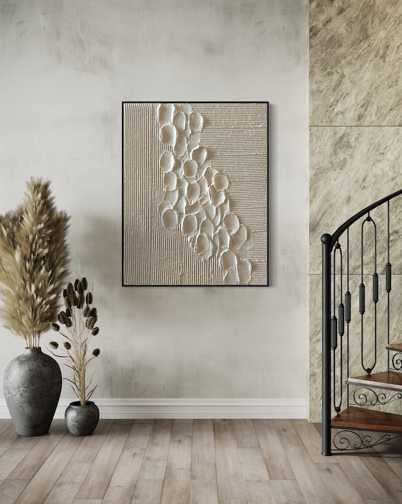 Textured Minimalist Canvas Art | Plaster of Paris Karesansui