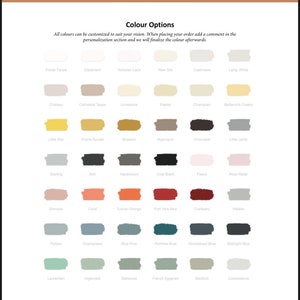 May include: A color chart with 36 paint color swatches. The swatches are arranged in a grid of six columns and six rows. The colors range from white to black, with shades of gray, brown, blue, green, orange, and red. The chart is titled "Ricassa Blanca Colour Options".