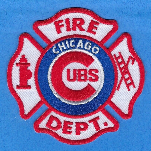 CHICAGO FIRE DEPARTMENT Chicago Cubs 3.5 Inch Novelty Embroidered Patch ~ Very Limited Edition And Almost Sold Out ~ L@@K