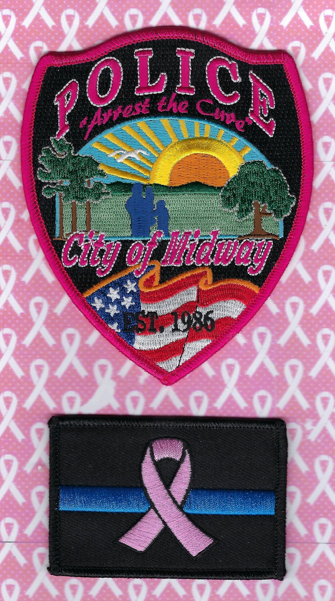 MIDWAY POLICE Department Breast Cancer Awareness Patch Set Etsy