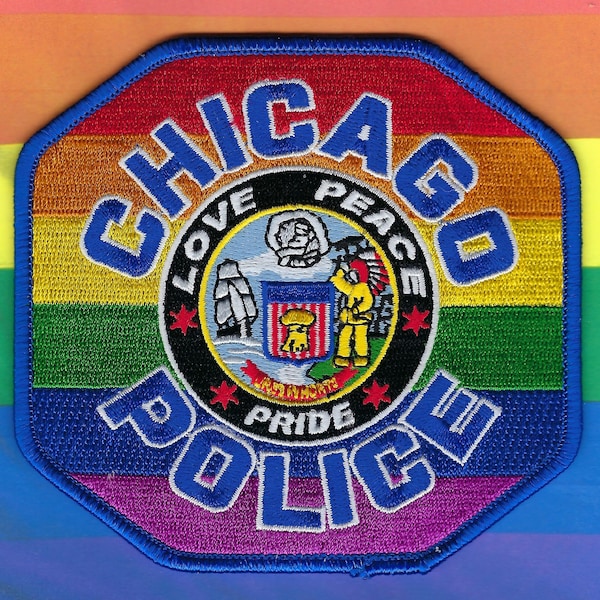 CHICAGO POLICE DEPT Gay Pride Embroidered Patch ~ Love + Peace + Pride ~ Illinois ~ L@@K