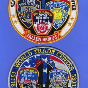 WORLD TRADE CENTER Fallen Heroes Patch Set ~ Never Forget 9-11-01 ~ New York