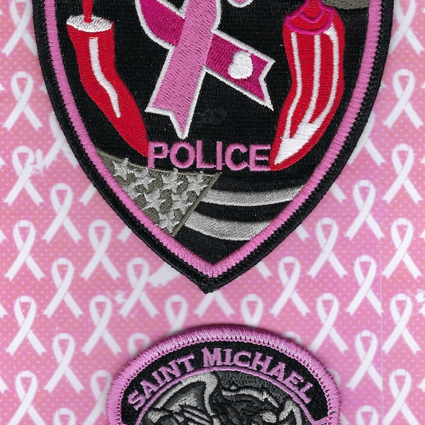 HATCH POLICE DEPARTMENT Breast Cancer Awareness Patch Set ~ New Mexico ~ L@@K