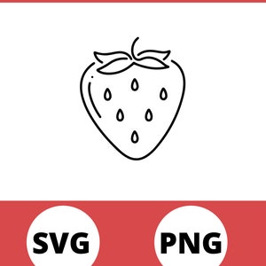 Kolekcja słodkich truskawek: grafika do druku, pliki SVG i PNG do pobrania, prosta linia truskawki