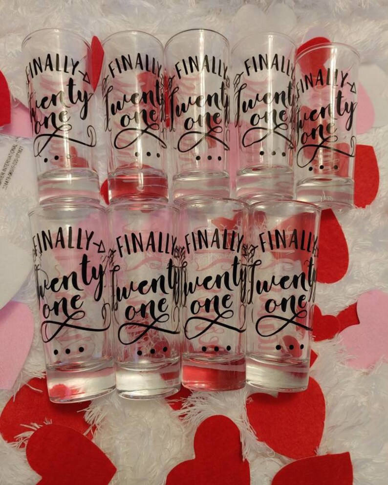 Finally 21 Shot Glasses 21st Shot Glasses for Birthday Etsy