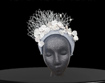 Tocado bandeau gris plateado