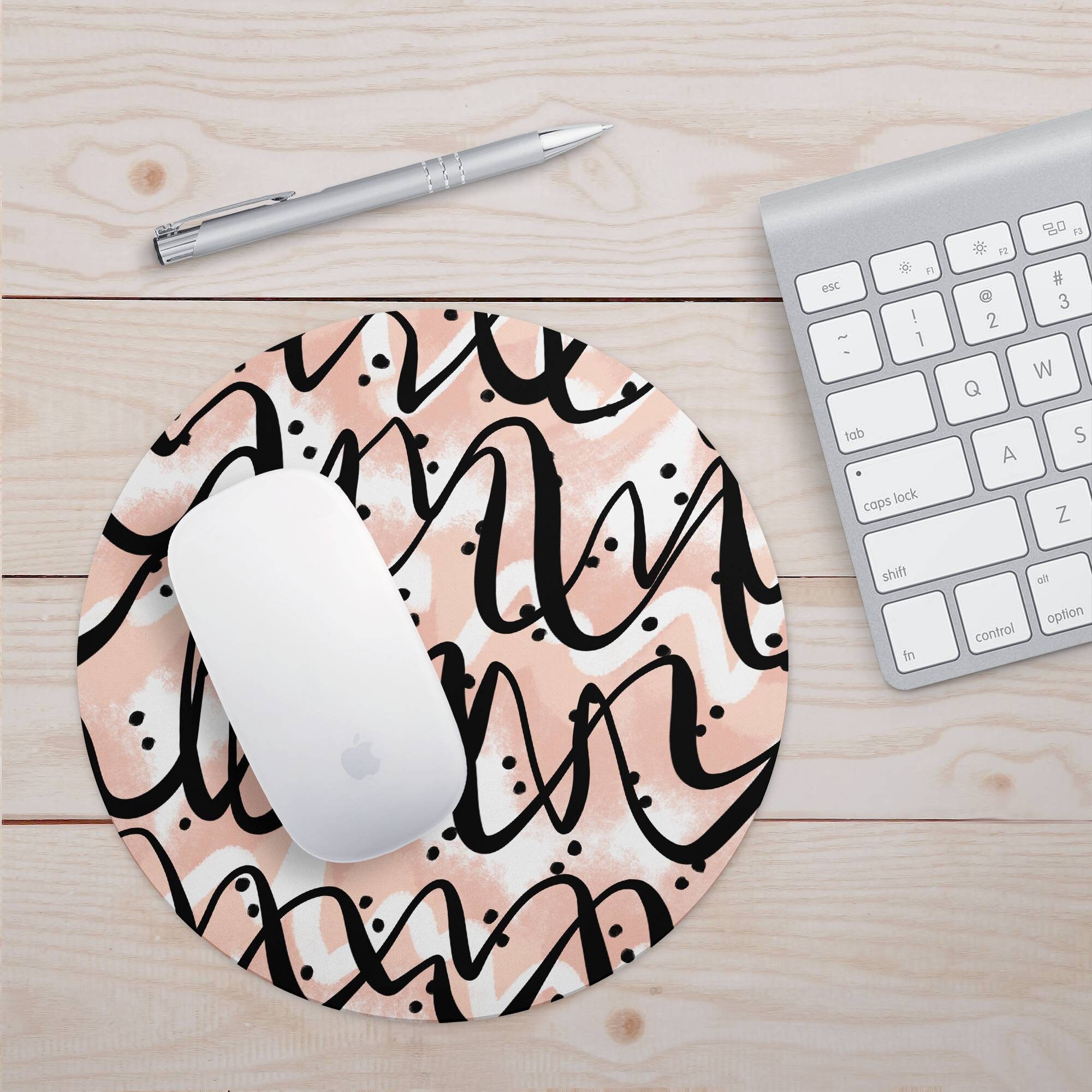 Round Mouse Pad Chic Mouse Pad Pattern Print Mousepad Desk Etsy