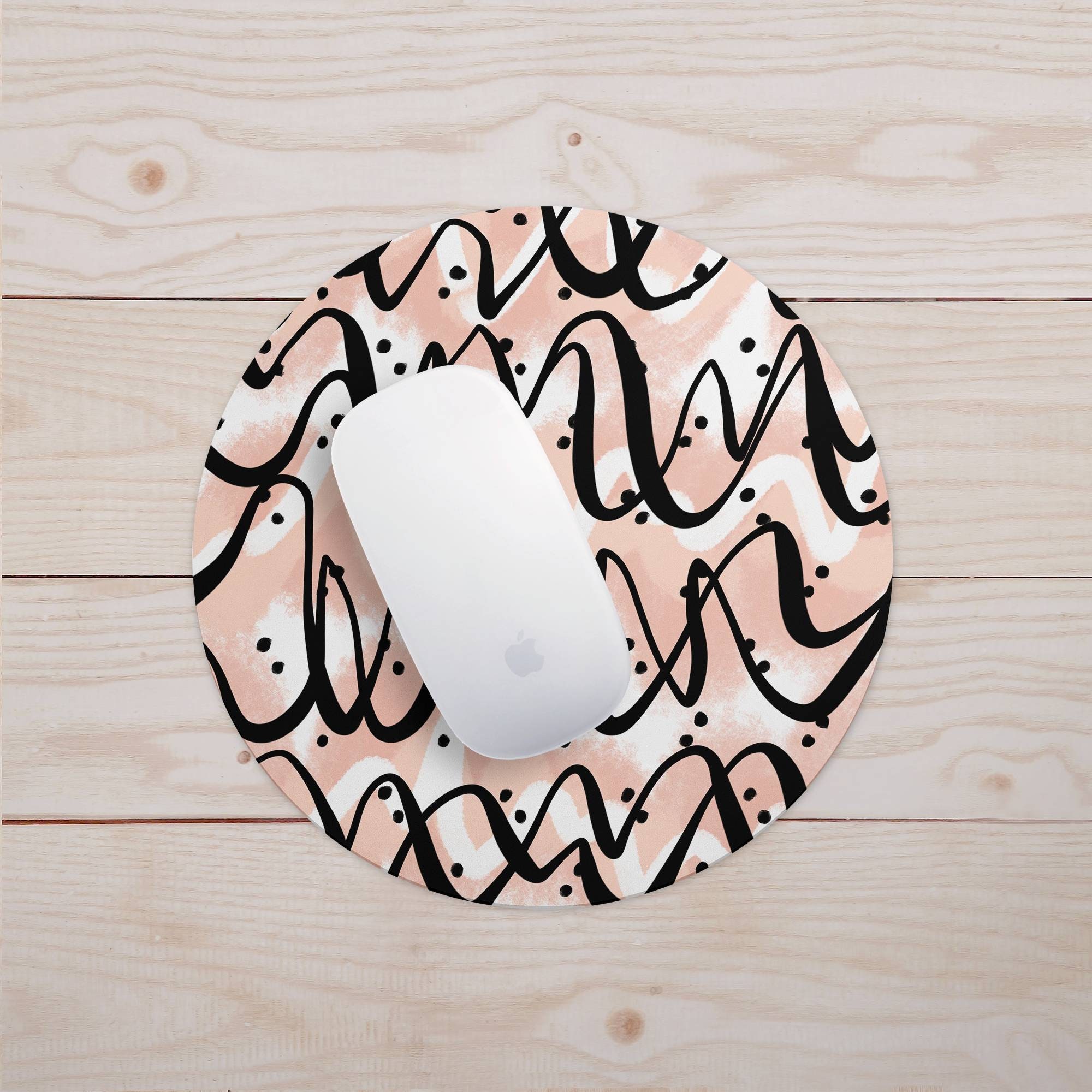 Round Mouse Pad Chic Mouse Pad Pattern Print Mousepad Desk Etsy