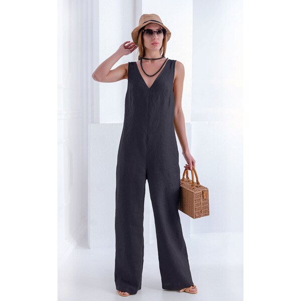 Linen Jumpsuit Etsy