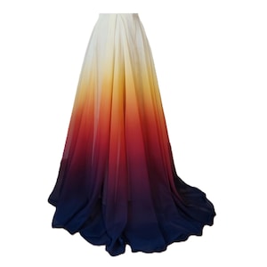 Ombre sunset wedding skirt. Hand painted beach wedding skirt. Colorful skirt. Maxi skirt. Chiffon wedding skirt. Colors of your choice.