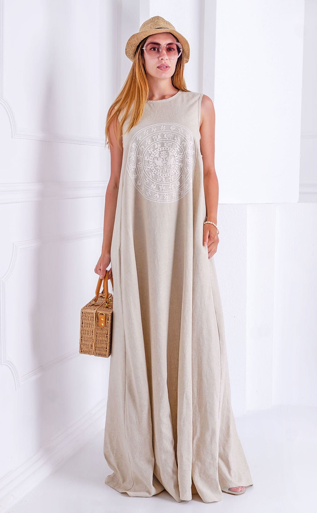Maxi Linen Dress, Long Linen Summer Dress, Maxi Dress Kaftan, Linen — free download