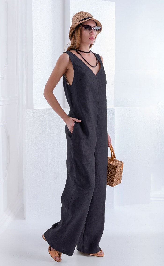 Natural Linen Romper / Loose Linen Jumpsuit for Women / Linen Etsy Canada