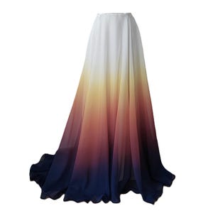 Hand painted chiffon wedding skirt. Beach wedding skirt. Ombre sunset wedding skirt. Colorful skirt. You can choose the colors of the sunset