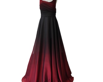 Hand painted gradient dress. Sunset wedding dress. Colorful wedding dress. Beach wedding dress. You can choose from 66 basic chiffon colors.