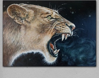 Lioness, Original Oil Painting, Hand-painted Contemporary Art, 50x70 cm