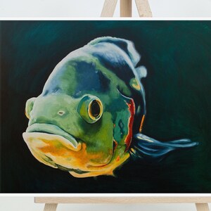Oscar Fish, Limited Edition Giclee Print of Original Painting, Poster Wall Art Decor, Velvet Cichlid