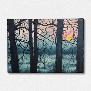 Winter Sunrise, Original Acrylic Landscape painting