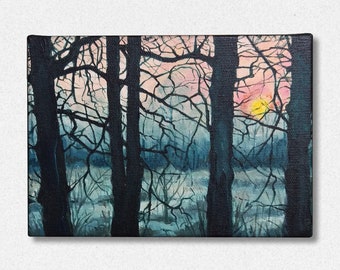 Winter Sunrise, Original Acrylic Landscape painting