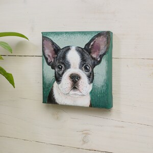 Peinture de chiot bouledogue français sur toile miniature, Frenchie peint à la main, cadeau d'amant de chien, art animalier image 10