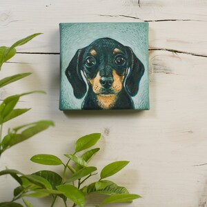 Dachshund Painting on Miniature Canvas, Wiener Dog, Animal Lover Gift, Dog Painting, Wall Art Home Decor image 9