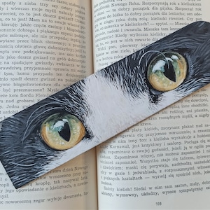 Wooden Bookmark, Hand Painted Cat Eyes