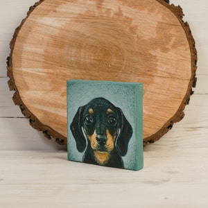 Dachshund Painting on Miniature Canvas, Wiener Dog, Animal Lover Gift, Dog Painting, Wall Art Home Decor image 5