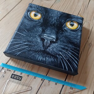 Black Cat Acrylic Painting on Canvas, 10x10cm, Original Fine Art - Etsy