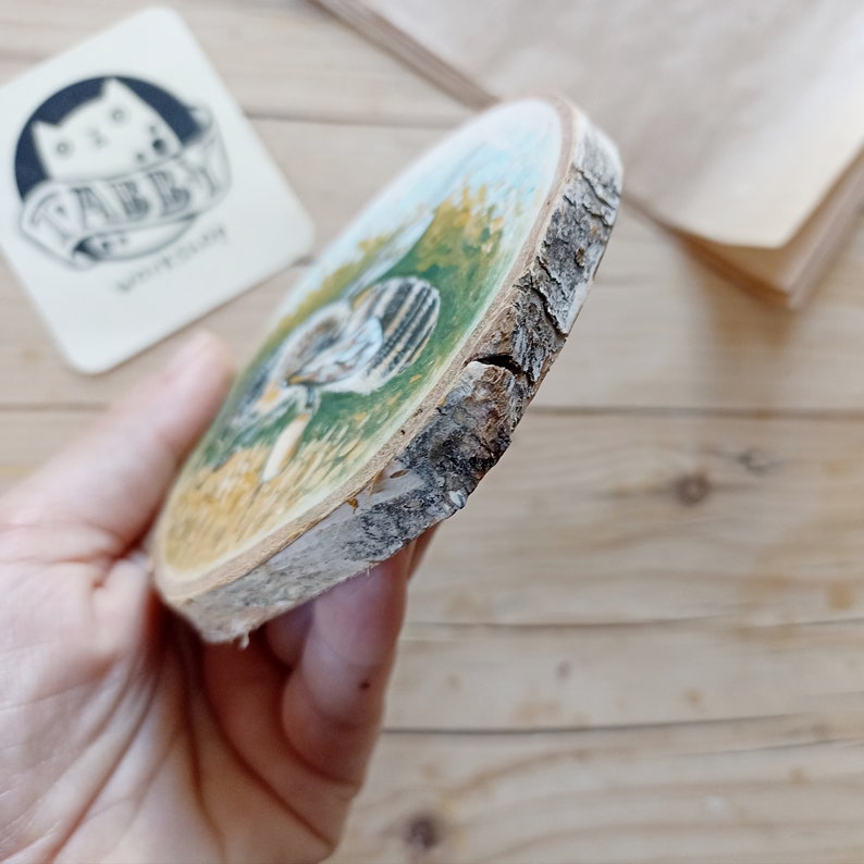 Honey Bee, Original Art on a Birch Wood Slice, Hand-painted Gift, Cute Souvenir image 8