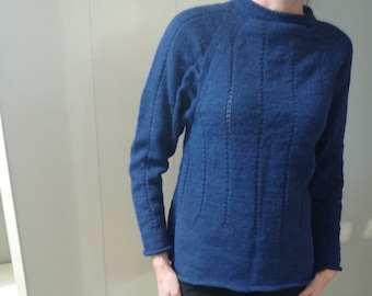 Alpaca Sweater - Navy Blue - from 100% Superfine Soft Alpaca Wool - Women Sweater - Wool Pullover