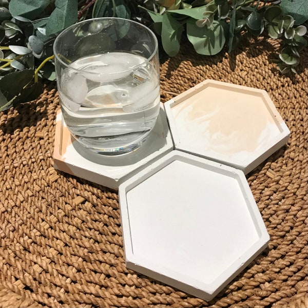 Hexagonal Coaster | Hexagonal Tray | Concrete Coaster | Minimalist Coaster | Concrete Dish | Soap Dish | Concrete Tray | Plant Saucer