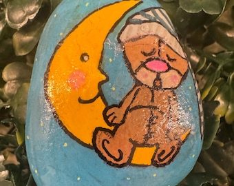 Good Night Moon, Good Night Teddy Hand Painted Rock