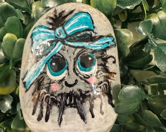 Happy Little Spider Hand Painted Rock, Garden Stone