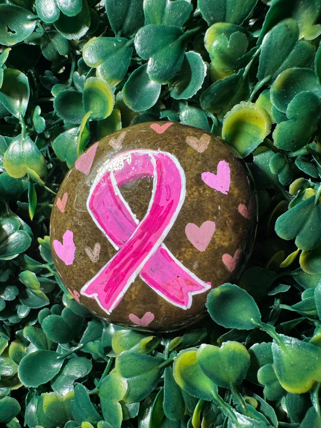 Breast Cancer Awareness Hand Painted Rock, Garden Stone - Etsy