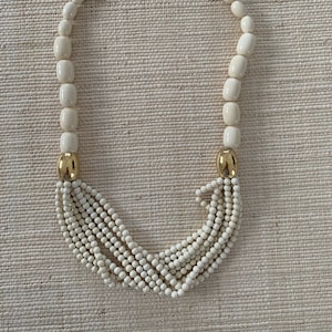 Vintage Napier ivory cream bead necklace