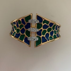 Vintage Jomaz blue and green enamel bracelet