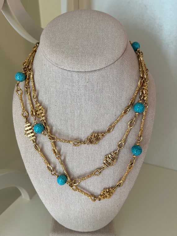 Accessocraft gold and faux turquoise bead necklace
