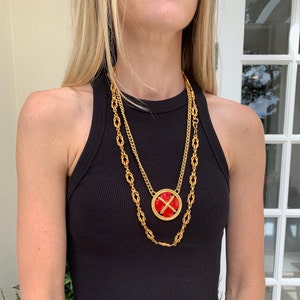 Nautical red Napier and square knot link necklace set