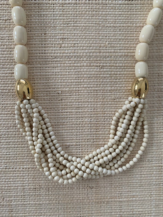 Vintage Napier ivory cream bead necklace - image 2