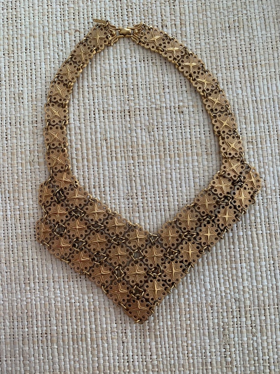 Vintage D'Orlan goldtone bib necklace - image 2