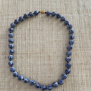 Vintage blue and white porcelain bead necklace