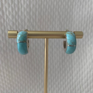 Pendentif turquoise et argent et boucles d’oreilles