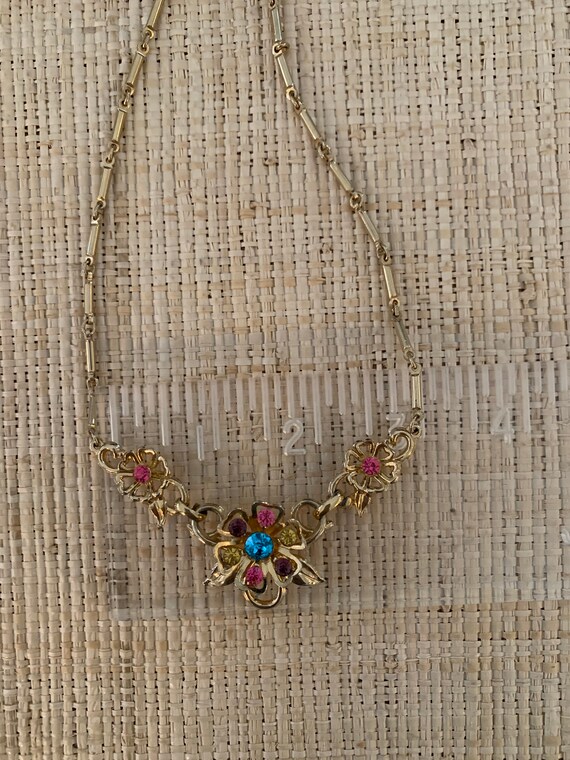 Vintage Coro pastel gems necklace - image 4