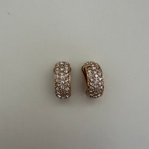 Vintage rhinestone Roman clip huggies earrings