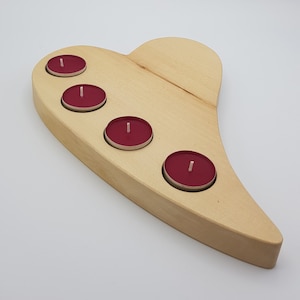 Tea light holder, wood decoration, heart made of wood